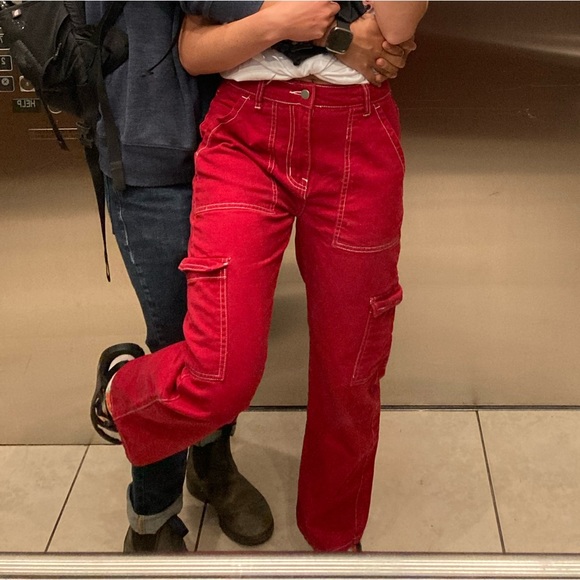 Shein Red Cargo Pants - Picture 1 of 9